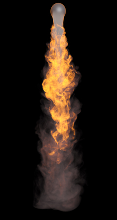 3D illustration of explosion fire cloud on black backgroundの写真素材