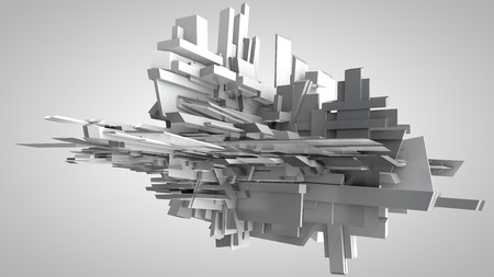 3D illustration of three-dimensional object like spaceship stationの写真素材