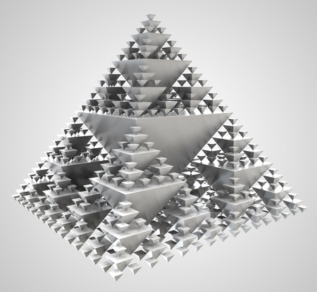 3D illustration of pyramid object consists of small pyramidsの写真素材