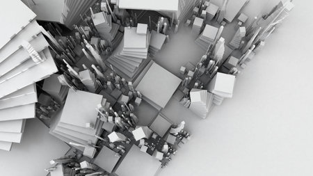 3D illustration of futuristic modern city architectureの写真素材