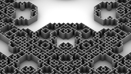 3D illustration of techno labyrinth surface structureの写真素材