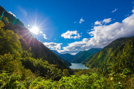Beautiful summer view on mountain lake