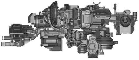 3d illustration of abstract industrial equipment technology