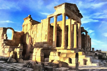 Colorful painting of Main templeの写真素材