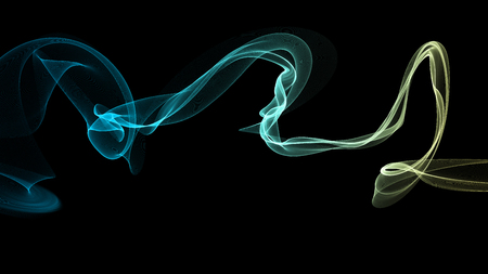 3D illustration of colorful waves look like smokeの写真素材