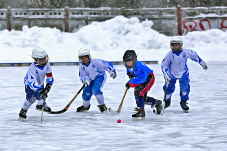 Colorful painting of ice hockey competitionの写真素材