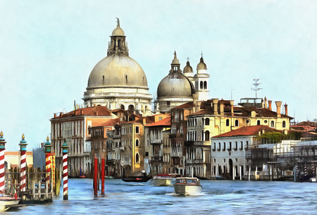 Colorful painting of Dome of church Santa Maria della Saluteの写真素材