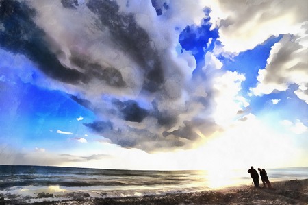Clouds over the sea seascape sunset atmosphereの写真素材