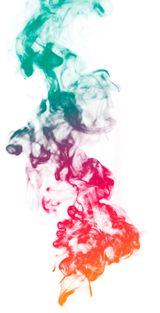Colorful fantasy smoke on white backgroundの写真素材