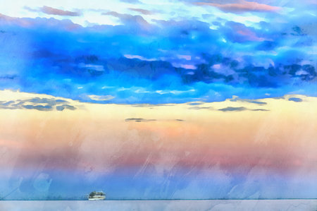 Beautiful sunset over Mediterranean seaの写真素材