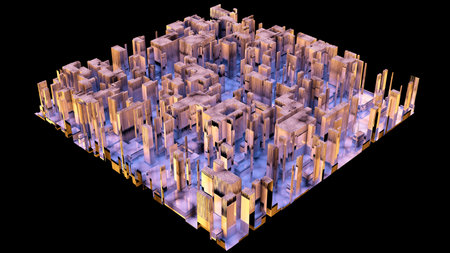 3D illustration of futuristic structure looks like beautiful modern city