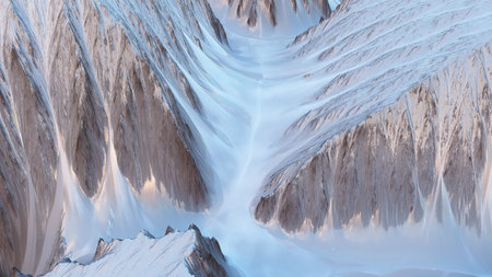 3D render illustration of blue mountain landscapeの写真素材