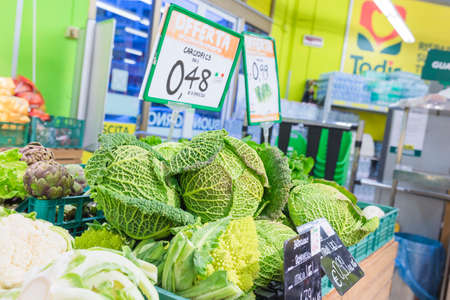 ITALY, PERUGIA - FEBRUARY 28, 2018: Ordinary supermarket interiorのeditorial素材