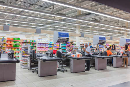 CYPRUS, PAPHOS - SEPTEMBER 28, 2017: Kings Avenue Mall Shopping Centre is the first and the single mall in Paphosのeditorial素材