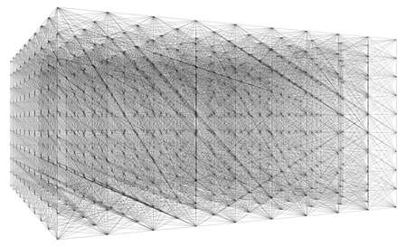 3D illustration of geometric cloud connection structureの写真素材
