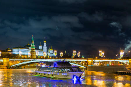 Winter view on Moscow River and Kremlinの写真素材