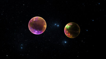 Abstract fractal illustration looks like beautiful planets.