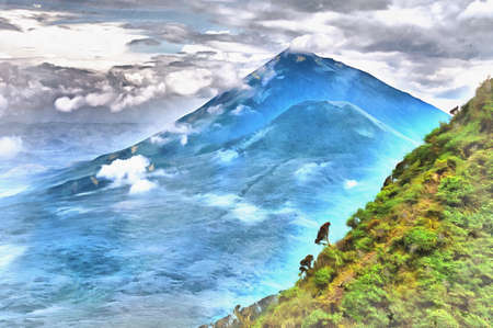 Mount Sabinyo colorful painting, Mgahinga National Park, Uganda.の写真素材