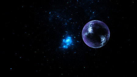 Abstract fractal illustration looks like beautiful planets.