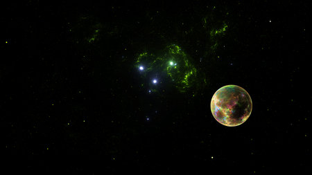 Abstract fractal illustration looks like beautiful planets.