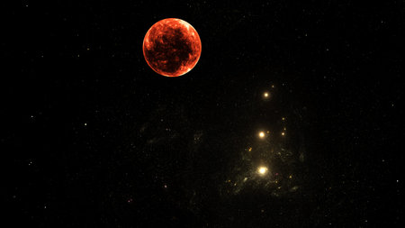Abstract fractal illustration looks like beautiful planets.