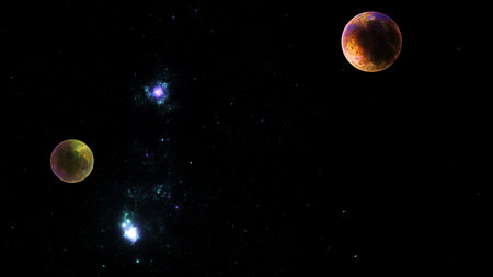Abstract fractal illustration looks like beautiful planets.