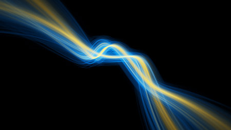 Abstract fractal illustration for creative design looks like light trails.