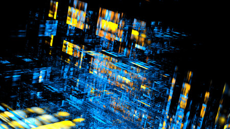 Abstract fractal illustration for creative design looks like modern city techno structure.
