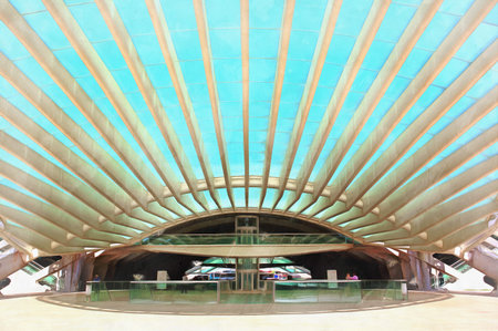 Oriente Station, Gare do Oriente, modern architecture colorful painting looks like picture
