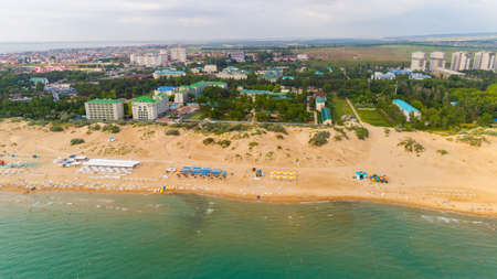 View from drone on Black sea coast resortの写真素材