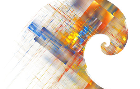 3D illustration of abstract fractal for creative design looks like modern city techno structure.