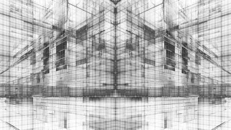3D illustration of abstract fractal for creative design looks like modern city techno structure.の写真素材