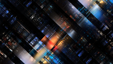 3D illustration of abstract fractal for creative design looks like modern city techno structure.
