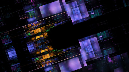 3D illustration of abstract fractal for creative design looks like modern city techno structure.