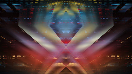 3D illustration of abstract fractal for creative design looks like modern city techno structure.