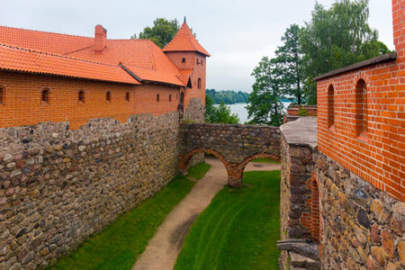 View on old stone fortress of Trakai Island Castle.