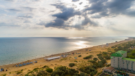 View from drone on Black sea coast resort