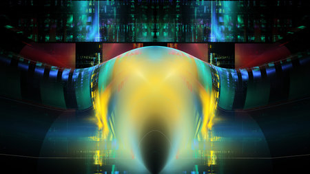 3D illustration of abstract fractal for creative design looks like modern city techno structure.