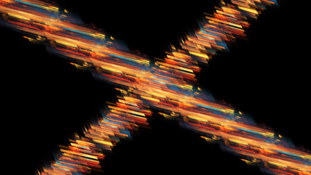 3D illustration of abstract fractal for creative design looks like cross on black background.