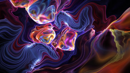 3D illustration of abstract fractal for creative design looks like liquefied pearl.の写真素材