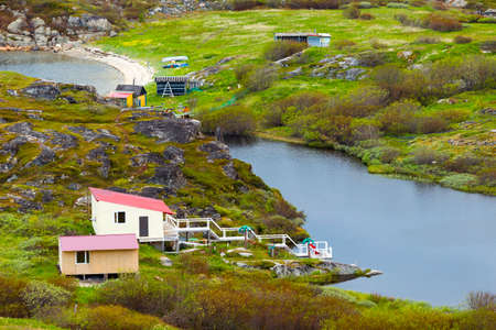 Arctic summer expedition camp on Barents seaの写真素材