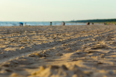 View on sand beach of Baltic seaの写真素材
