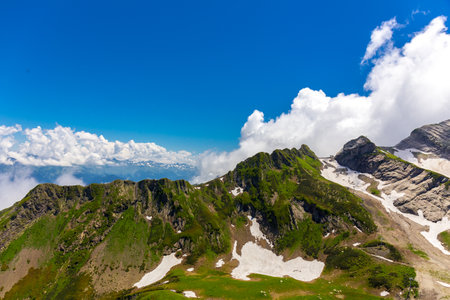 Beautiful mountain landscape with forest at Caucasus mountains.の写真素材