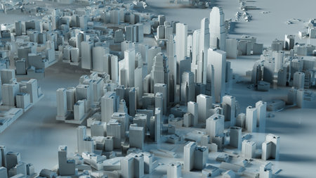 3D illustration of futuristic modern city model.