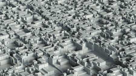 3D illustration of futuristic structure looks like modern city.の写真素材