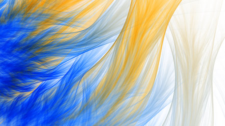 3D illustration of abstract fractal for creative design looks like blue and yellow hair.の写真素材