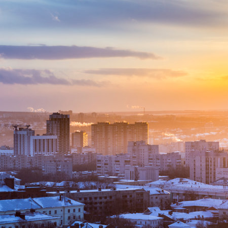 RUSSIA, ULYANOVSK - JANUARY 05, 2018: The frost came to the city right on New Year holidaysのeditorial素材