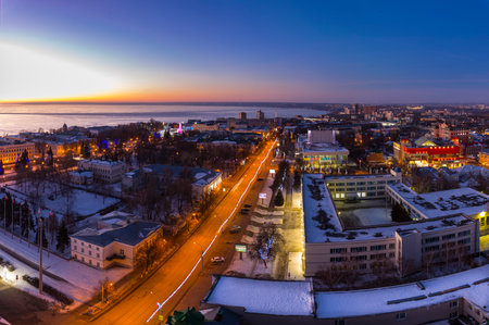 RUSSIA, ULYANOVSK - JANUARY 05, 2018: The frost came to the city right on New Year holidaysのeditorial素材