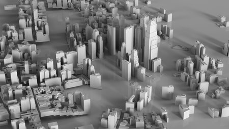 3D illustration of futuristic modern city model.の写真素材