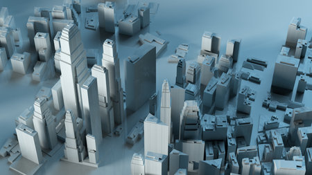 3D illustration of futuristic modern city model.の写真素材